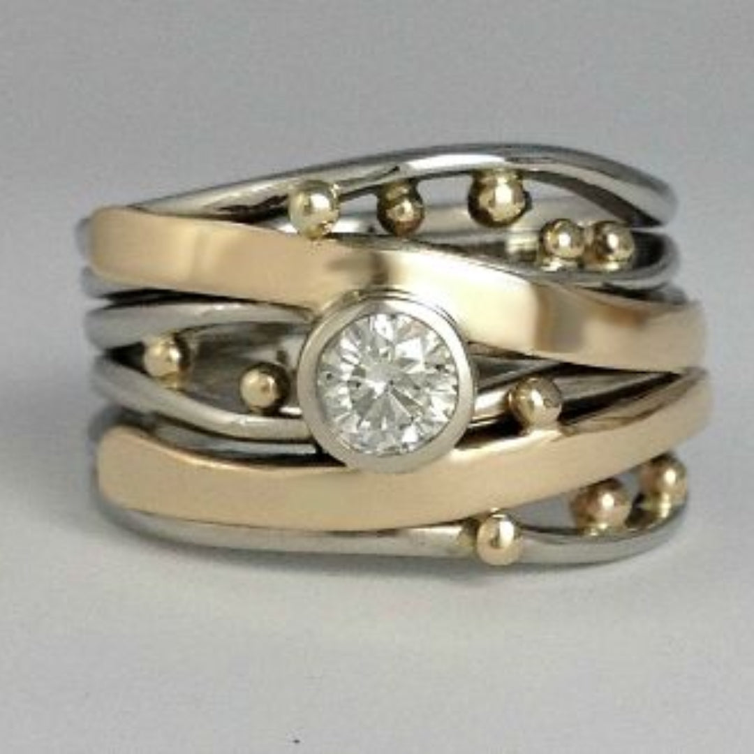 Royal - Vintage Gold Inlay Zirkonia Ring