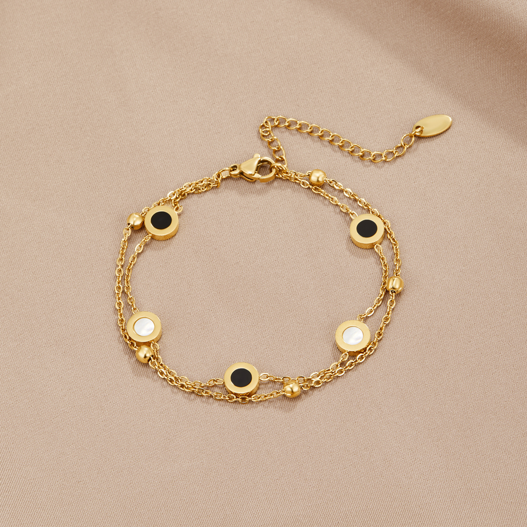 Onyx- und Weißsteinarmband