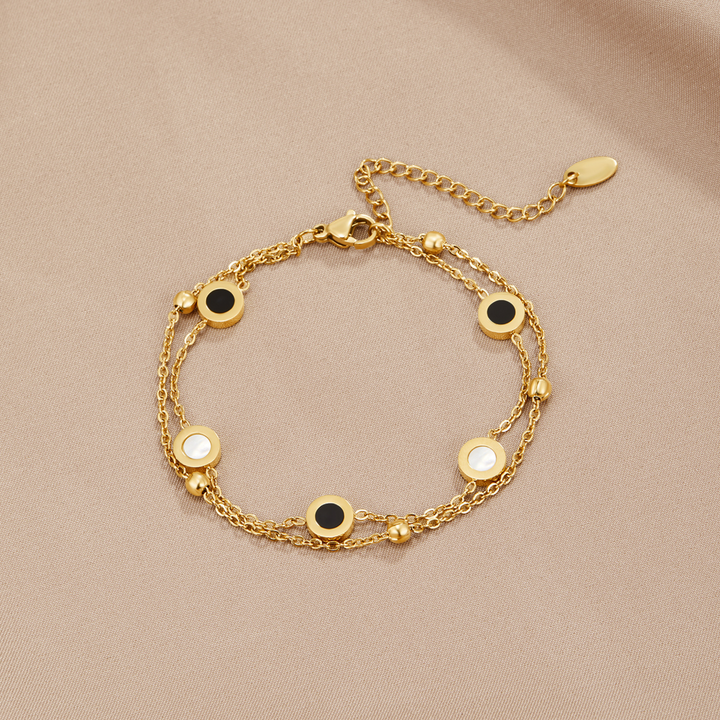 Onyx- und Weißsteinarmband